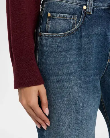 Brunello Cucinelli Authentic Denim Wide-Leg Ankle Jeans | Thumbnail 5