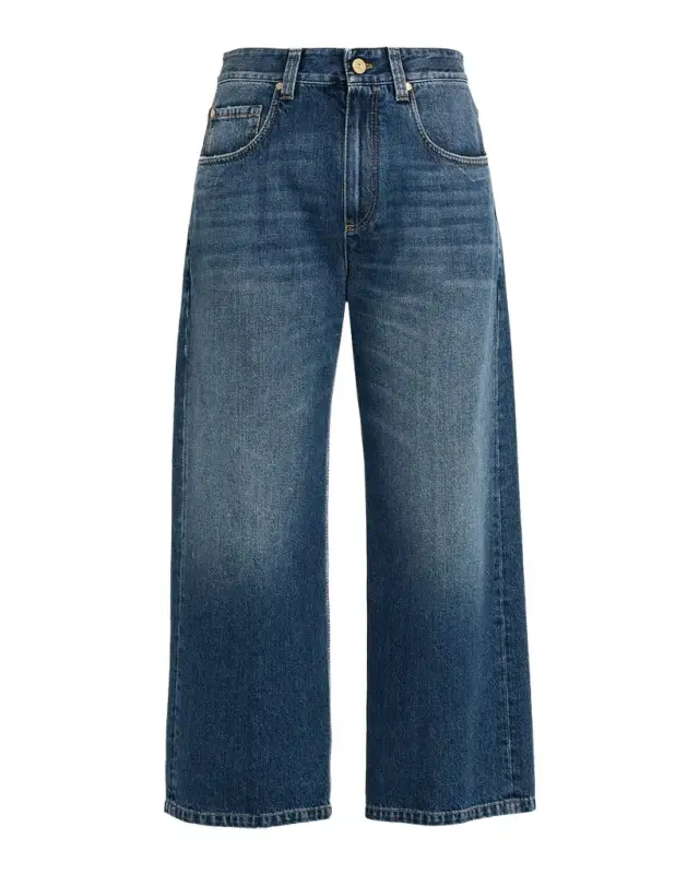 Brunello Cucinelli Authentic Denim Wide-Leg Ankle Jeans