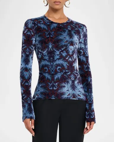 Etro Panne Velvet Long-Sleeve Top | Thumbnail 4 Etro Panne Velvet Long-Sleeve Top | Thumbnail 4