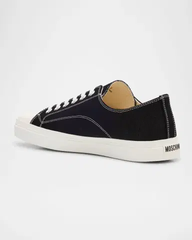 MOSCHINO Men's Edge Canvas Cap Toe Low-Top Sneakers | Thumbnail 4 MOSCHINO Men's Edge Canvas Cap Toe Low-Top Sneakers | Thumbnail 4