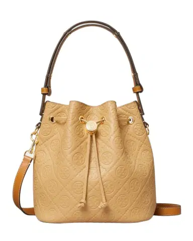 Tory Burch T Monogram Soft Pebbled Bucket Bag | Thumbnail 1 Tory Burch T Monogram Soft Pebbled Bucket Bag | Thumbnail 1