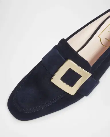 Roger Vivier Suede Metal Buckle Loafers | Thumbnail 3 Roger Vivier Suede Metal Buckle Loafers | Thumbnail 3