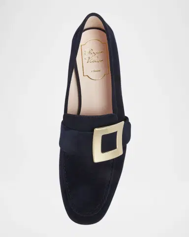 Roger Vivier Suede Metal Buckle Loafers | Thumbnail 4 Roger Vivier Suede Metal Buckle Loafers | Thumbnail 4