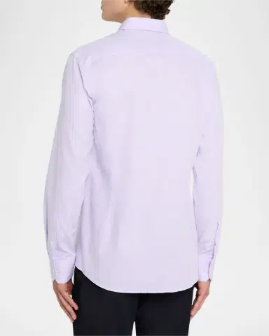 Emporio Armani Men's Cotton Micro-Texture Point Collar Dress Shirt | Thumbnail 2 Emporio Armani Men's Cotton Micro-Texture Point Collar Dress Shirt | Thumbnail 2