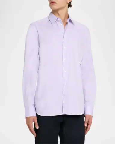 Emporio Armani Men's Cotton Micro-Texture Point Collar Dress Shirt | Thumbnail 3 Emporio Armani Men's Cotton Micro-Texture Point Collar Dress Shirt | Thumbnail 3