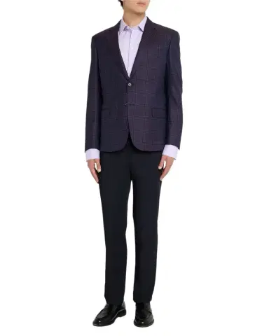 Emporio Armani Men's Cotton Micro-Texture Point Collar Dress Shirt | Thumbnail 1 Emporio Armani Men's Cotton Micro-Texture Point Collar Dress Shirt | Thumbnail 1