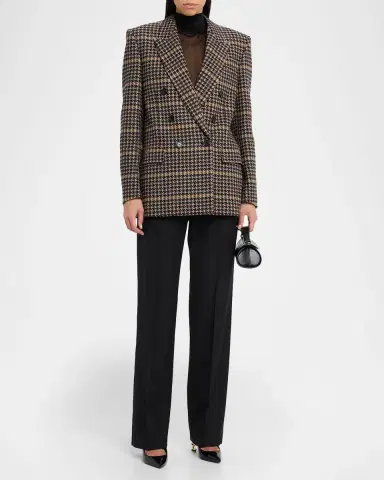 Saint Laurent Houndstooth Check Double-Breasted Jacket | Thumbnail 2 Saint Laurent Houndstooth Check Double-Breasted Jacket | Thumbnail 2