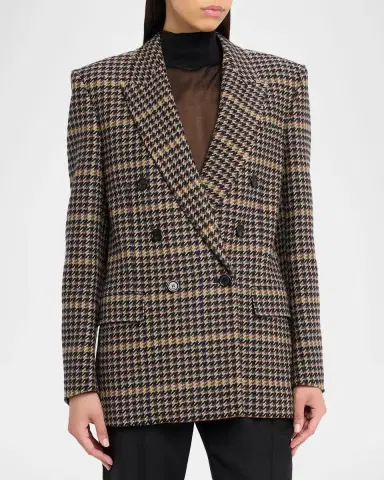 Saint Laurent Houndstooth Check Double-Breasted Jacket | Thumbnail 4 Saint Laurent Houndstooth Check Double-Breasted Jacket | Thumbnail 4