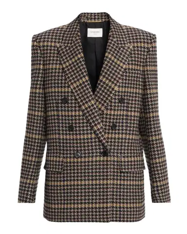 Saint Laurent Houndstooth Check Double-Breasted Jacket | Thumbnail 1 Saint Laurent Houndstooth Check Double-Breasted Jacket | Thumbnail 1