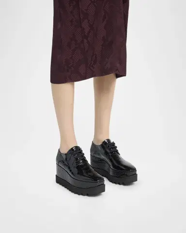 Stella McCartney Elyse Croc-Embossed Patent Platform Loafers | Thumbnail 2 Stella McCartney Elyse Croc-Embossed Patent Platform Loafers | Thumbnail 2