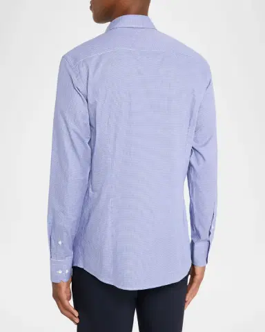 Emporio Armani Men's Cotton Micro-Houndstooth Classic Fit Sport Shirt | Thumbnail 2 Emporio Armani Men's Cotton Micro-Houndstooth Classic Fit Sport Shirt | Thumbnail 2