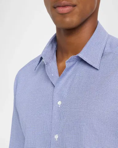 Emporio Armani Men's Cotton Micro-Houndstooth Classic Fit Sport Shirt | Thumbnail 4 Emporio Armani Men's Cotton Micro-Houndstooth Classic Fit Sport Shirt | Thumbnail 4