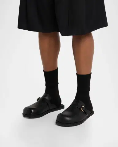 MOSCHINO Men's Sabot Leather Mules | Thumbnail 2 MOSCHINO Men's Sabot Leather Mules | Thumbnail 2