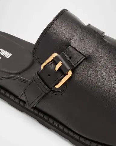 MOSCHINO Men's Sabot Leather Mules | Thumbnail 5 MOSCHINO Men's Sabot Leather Mules | Thumbnail 5