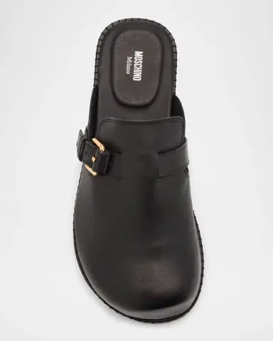 MOSCHINO Men's Sabot Leather Mules | Thumbnail 6 MOSCHINO Men's Sabot Leather Mules | Thumbnail 6