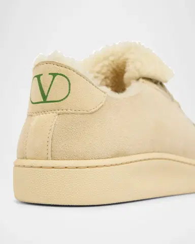 Valentino Garavani VLogo Shearling-Lined Suede Low-Top Sneakers | Thumbnail 5