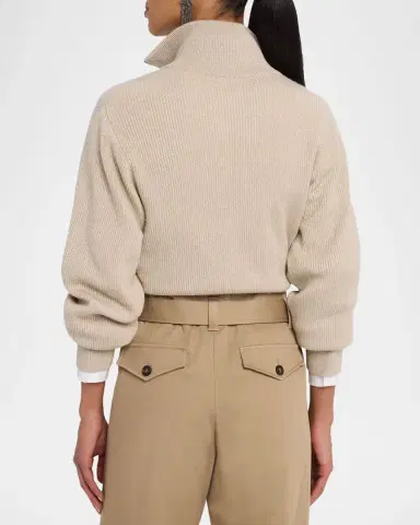 Brunello Cucinelli Sparkly Cashmere Rib Long-Sleeve Zip Cardigan | Thumbnail 3 Brunello Cucinelli Sparkly Cashmere Rib Long-Sleeve Zip Cardigan | Thumbnail 3
