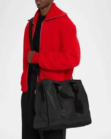 MOSCHINO Men's Carry Me Cordura Medium Tote Bag with Crossbody Strap | Thumbnail 2 MOSCHINO Men's Carry Me Cordura Medium Tote Bag with Crossbody Strap | Thumbnail 2