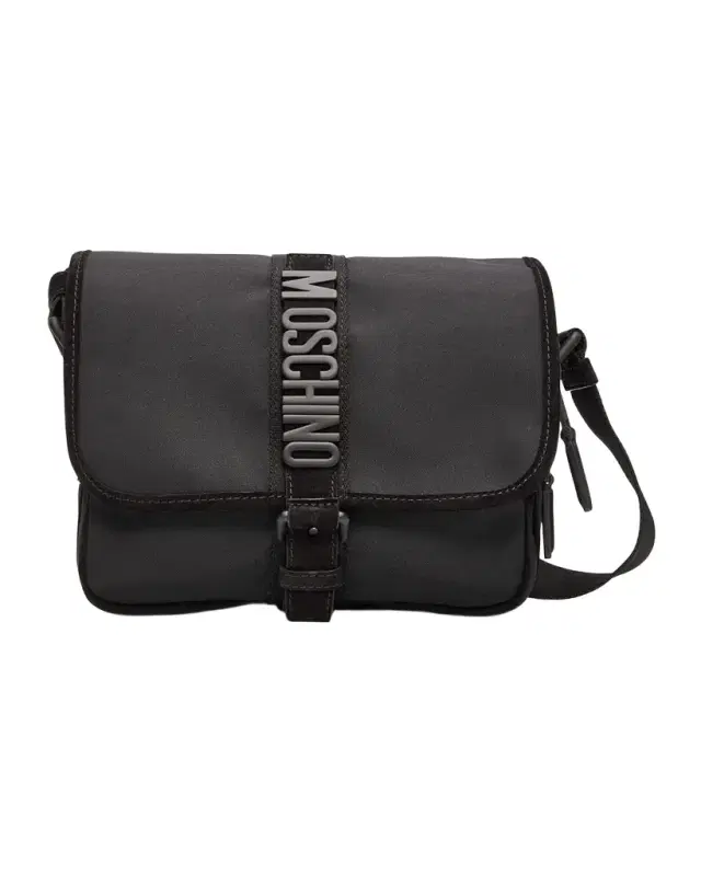 Moschino Men 's Carry Me Cordura Nylon Flap Crossbody Bag