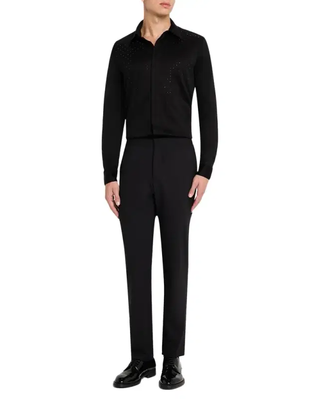 Men 's Clubwear Slim-Fit Tonal Rhinestone Dress Shirt