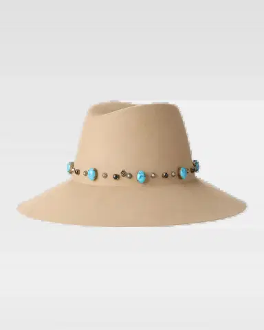 Maison Michel Kate Turquoise & Stone Studded Wool Felt Hat | Thumbnail 2 Maison Michel Kate Turquoise & Stone Studded Wool Felt Hat | Thumbnail 2