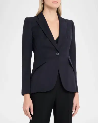 Alexander McQueen Grain De Poudre Wool Single-Breasted Blazer | Thumbnail 4