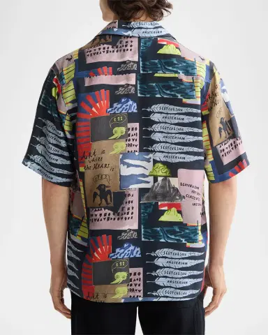 Scotch & Soda Men's Relaxed-Fit Tencel Graphic Short-Sleeve Shirt | Thumbnail 3 Scotch & Soda Men's Relaxed-Fit Tencel Graphic Short-Sleeve Shirt | Thumbnail 3