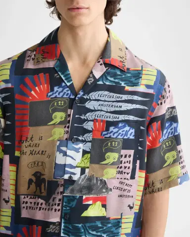 Scotch & Soda Men's Relaxed-Fit Tencel Graphic Short-Sleeve Shirt | Thumbnail 5 Scotch & Soda Men's Relaxed-Fit Tencel Graphic Short-Sleeve Shirt | Thumbnail 5