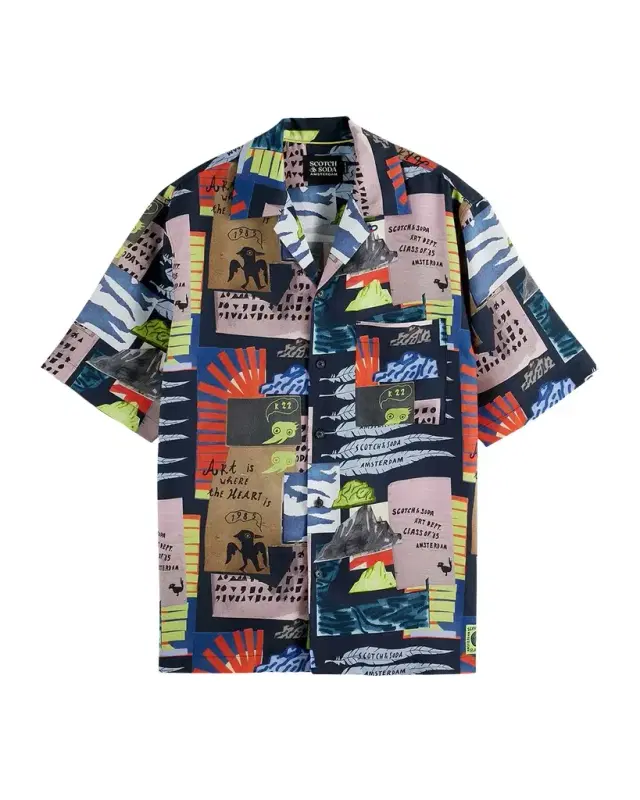 Men 's Relaxed-Fit Tencel Graphic Short-Sleeve Shirt