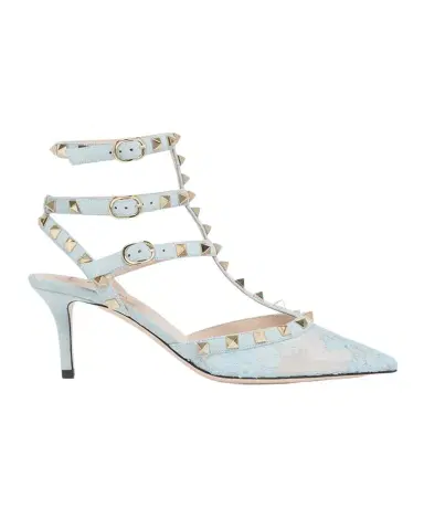 Valentino Garavani 65mm Rockstud Lace Ankle-Strap Pumps | Thumbnail 1 Valentino Garavani 65mm Rockstud Lace Ankle-Strap Pumps | Thumbnail 1