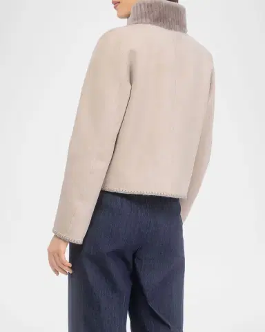 Gorski Reversible Merino Grooved Shearling Lamb Jacket With Embroidered Trim | Thumbnail 6