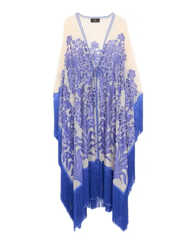 Silk and Cotton Blend Jacquard Kaftan
