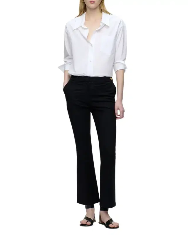 Mila Cropped Flare-Leg Stretch Cotton Pants