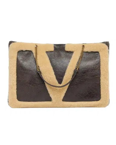 Valentino Garavani Viva Superstar Large Shearling VLogo Tote Bag | Thumbnail 1
