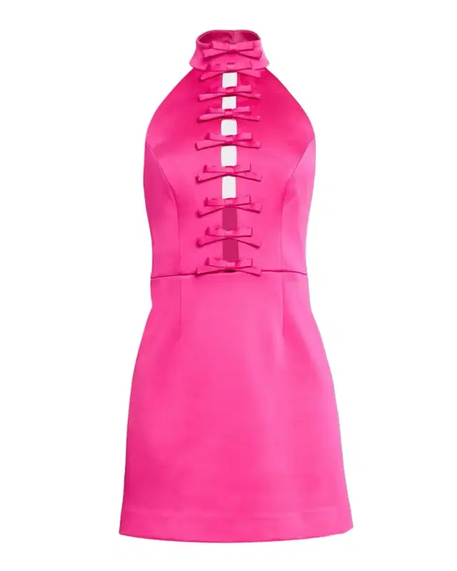Saskia Cutout Bow-Front Halter Mini Dress