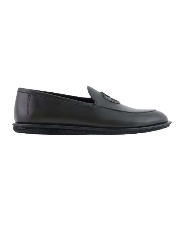 Men 's Leather Monogram Slipper Loafers