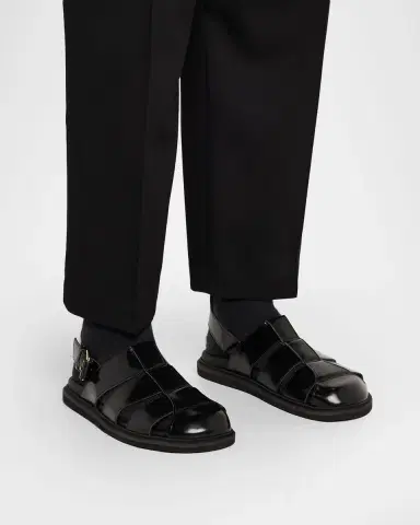 MOSCHINO Men's Leather Fisherman Sandals | Thumbnail 2 MOSCHINO Men's Leather Fisherman Sandals | Thumbnail 2