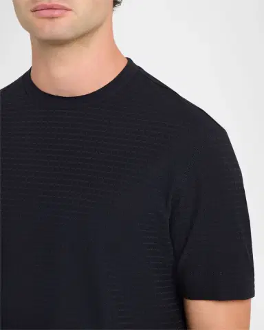 Emporio Armani Men's Tonal Basketweave Crewneck T-Shirt | Thumbnail 4 Emporio Armani Men's Tonal Basketweave Crewneck T-Shirt | Thumbnail 4