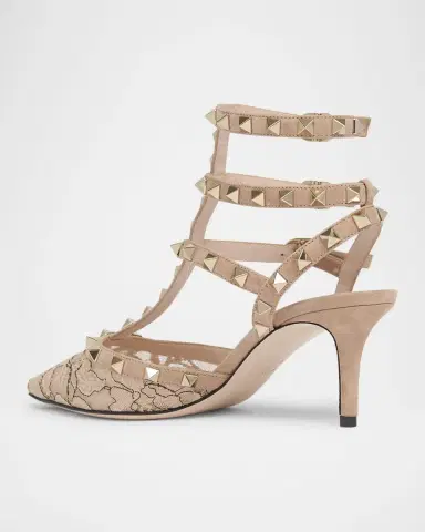 Valentino Garavani 65mm Rockstud Lace Ankle-Strap Pumps | Thumbnail 6 Valentino Garavani 65mm Rockstud Lace Ankle-Strap Pumps | Thumbnail 6