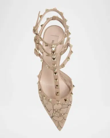 Valentino Garavani 65mm Rockstud Lace Ankle-Strap Pumps | Thumbnail 8 Valentino Garavani 65mm Rockstud Lace Ankle-Strap Pumps | Thumbnail 8