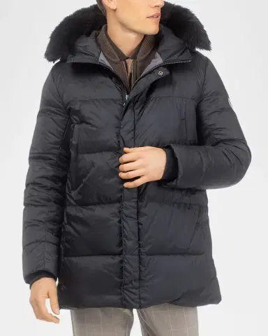 Gorski Men's Apres-Ski Jacket With Detachable Toscana Lamb Shearling Hood Trim | Thumbnail 3 Gorski Men's Apres-Ski Jacket With Detachable Toscana Lamb Shearling Hood Trim | Thumbnail 3