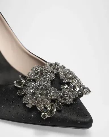 Roger Vivier Bouquet Strass Hot-Fix Satin Pumps | Thumbnail 3 Roger Vivier Bouquet Strass Hot-Fix Satin Pumps | Thumbnail 3