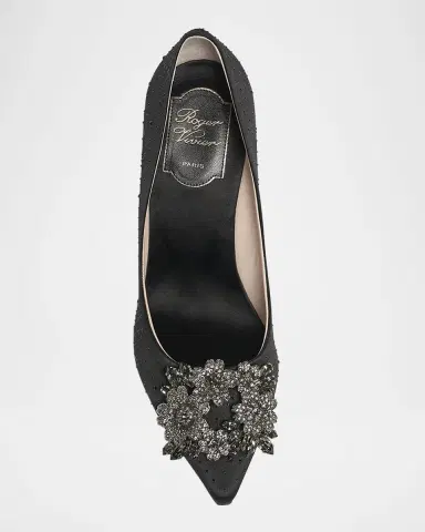 Roger Vivier Bouquet Strass Hot-Fix Satin Pumps | Thumbnail 4 Roger Vivier Bouquet Strass Hot-Fix Satin Pumps | Thumbnail 4