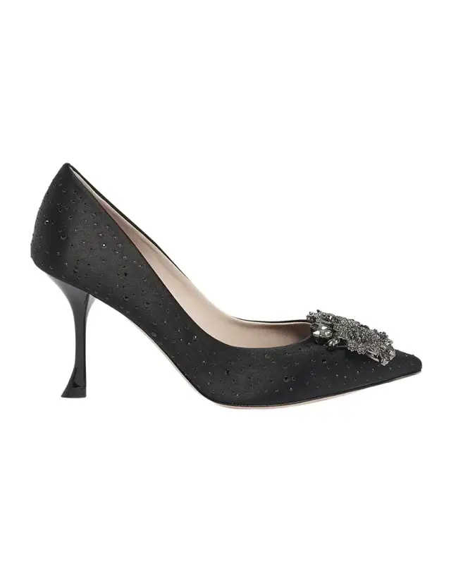 Bouquet Strass Hot-Fix Satin Pumps