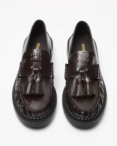 Miu Miu Spazzolato Leather Tassel Loafers | Thumbnail 5