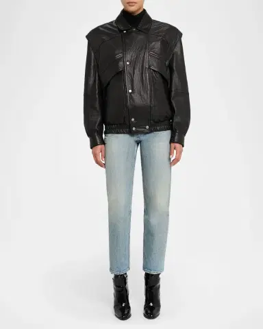 Saint Laurent Leather Bomber Jacket | Thumbnail 2