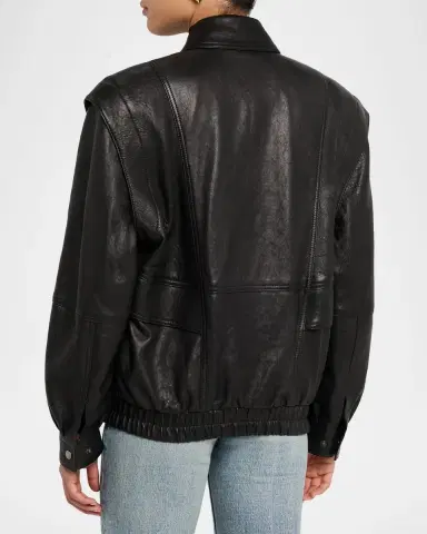 Saint Laurent Leather Bomber Jacket | Thumbnail 3