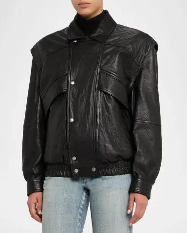 Saint Laurent Leather Bomber Jacket | Thumbnail 4