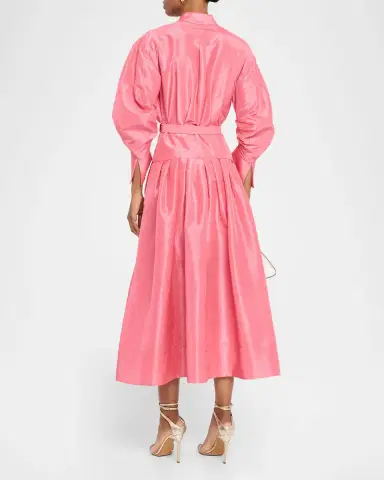 Rebecca Vallance Maple Pleated Taffeta Midi Shirtdress | Thumbnail 3 Rebecca Vallance Maple Pleated Taffeta Midi Shirtdress | Thumbnail 3