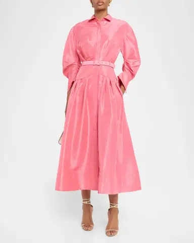 Rebecca Vallance Maple Pleated Taffeta Midi Shirtdress | Thumbnail 4 Rebecca Vallance Maple Pleated Taffeta Midi Shirtdress | Thumbnail 4